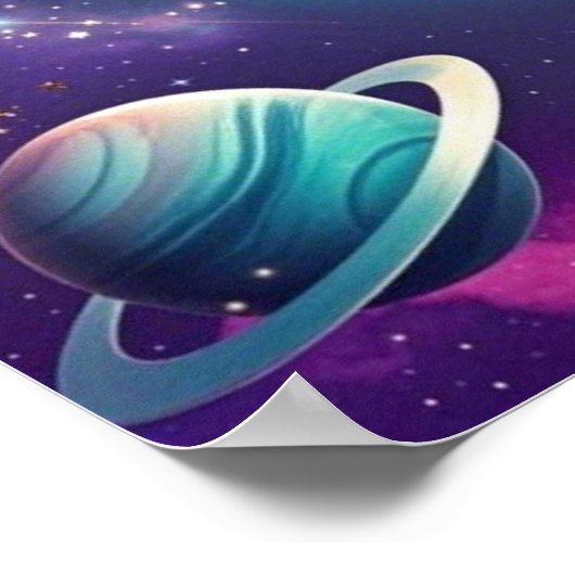 銀河系をテーマにしたハッピーバースデー三日月、星 ポスター (角)