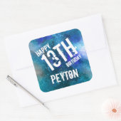 銀河系アクアブルーウォーターカラーパーソナライズされた誕生日 スクエアシール (封筒)