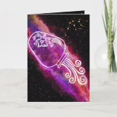 銀河系アクアリウスパーソナライズされた〔占星術の〕十二宮図標識誕生日 カード (正面)