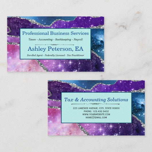 銀河系アゲートフェイクグリッタービジネスカー 名刺 (正面/裏面)