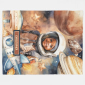 銀河系アドベンチャースロー宇宙ギフトfor Black Boys フリースブランケット (正面(横))