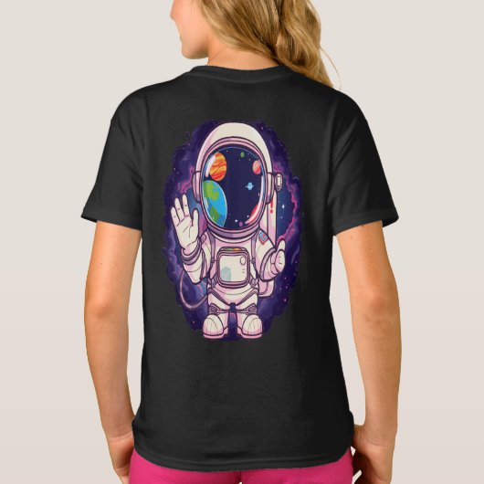 銀河系エクスプローラーキッズシャツおもしろい宇宙アドベンチャー Tシャツ (裏面)