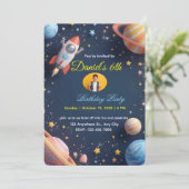 銀河系エクスプローラー子供の誕生日招待状🚀🌌 招待状 (スタンド正面)
