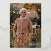 銀河系エレガントフォトブラック金ゴールド誕生日パーティー 箔招待状 (正面)