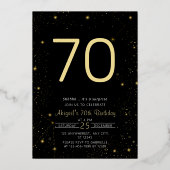 銀河系エレガントフォトブラック金ゴールド誕生日パーティー 箔招待状 (裏面)