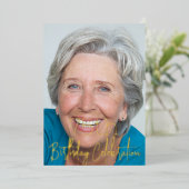 銀河系エレガントフォトブラック金ゴールド誕生日パーティー 箔招待状 (立ち正面)