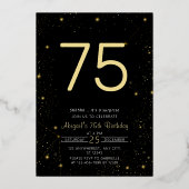 銀河系エレガントフォトブラック金ゴールド誕生日パーティー 箔招待状 (裏面)