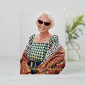 銀河系エレガントフォトブラック金ゴールド誕生日パーティー 箔招待状 (立ち正面)