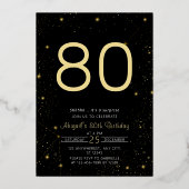 銀河系エレガントフォトブラック金ゴールド誕生日パーティー 箔招待状 (裏面)