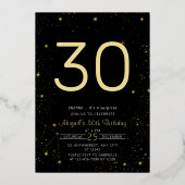 銀河系エレガントフォトブラック金ゴールド誕生日パーティー 箔招待状 (裏面)