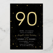 銀河系エレガントフォトブラック金ゴールド誕生日パーティー 箔招待状 (裏面)