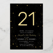 銀河系エレガントフォトブラック金ゴールド誕生日パーティー 箔招待状 (裏面)