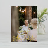 銀河系エレガントフォトブラック金ゴールド誕生日パーティー 箔招待状 (立ち正面)