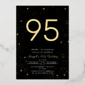 銀河系エレガントフォトブラック金ゴールド誕生日パーティー 箔招待状 (裏面)