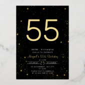 銀河系エレガントフォトブラック金ゴールド誕生日パーティー 箔招待状 (裏面)