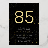 銀河系エレガントフォトブラック金ゴールド誕生日パーティー 箔招待状 (裏面)