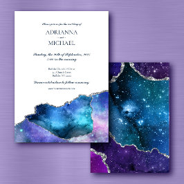 銀河系エレガント銀アゲート酸結婚式招待状 招待状