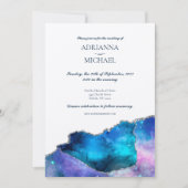 銀河系エレガント銀アゲート酸結婚式招待状 招待状 (正面)