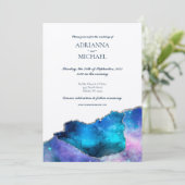 銀河系エレガント銀アゲート酸結婚式招待状 招待状 (スタンド正面)