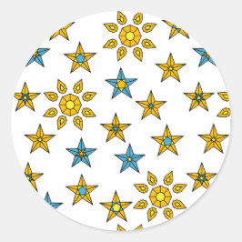 銀河系オレンジと青の太陽と星の宝石のパターン ラウンドシール