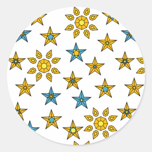 銀河系オレンジと青の太陽と星の宝石のパターン ラウンドシール (正面)