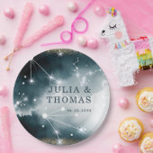 銀河系カスタムブルー金ゴールドスタ結婚ーズ ペーパープレート (パーティー)