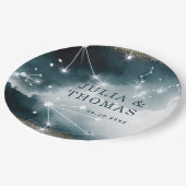 銀河系カスタムブルー金ゴールドスタ結婚ーズ ペーパープレート (アングル)