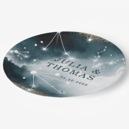 銀河系カスタムブルー金ゴールドスタ結婚ーズ ペーパープレート
