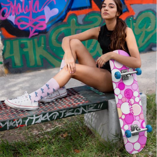 銀河系カラフルパーソナライズされた水玉模様 スケートボード