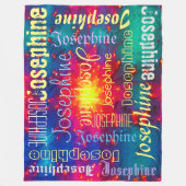 銀河系カラフル絞り染め日が差すことパーソナライズされた名 フリースブランケット (正面)