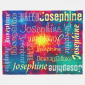 銀河系カラフル絞り染め日が差すことパーソナライズされた名 フリースブランケット (正面(横))