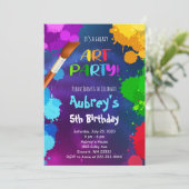 銀河系カラフル絵を描誕生日招待状 招待状 (スタンド正面)