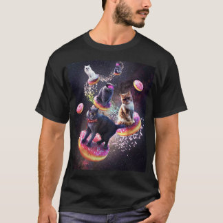 銀河系キャットドーナツ-宇宙キャッツライディングドーナツ Tシャツ