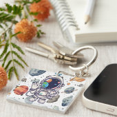 銀河系キーチェーン宇宙飛行士の惑星デザイン 子供へ キーホルダー (正面右)