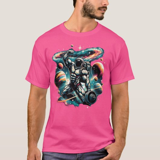 銀河系クールボディービルダーボディビル Tシャツ (正面)