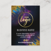 銀河系グリッターブラック及び金ゴールド香りリストカード 名刺 (正面)