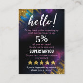 銀河系グリッターブラック金ゴールド割引マーケティングカード 名刺 (正面)