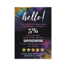 銀河系グリッターブラック金ゴールド割引マーケティングカード