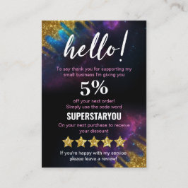 銀河系グリッターブラック金ゴールド割引マーケティングカード 名刺