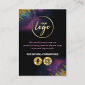 銀河系グリッターブラック金ゴールド割引マーケティングカード 名刺 (裏面)