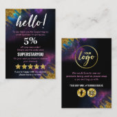 銀河系グリッターブラック金ゴールド割引マーケティングカード 名刺 (正面/裏面)