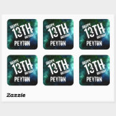 銀河系グリーンブルーパーソナライズされたバースデーパーティー スクエアシール (シート)