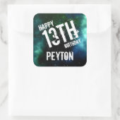 銀河系グリーンブルーパーソナライズされたバースデーパーティー スクエアシール (バッグ)