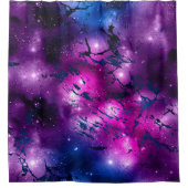 銀河系グロー | Cosmic Blue Purple and Pink Marble シャワーカーテン (正面)