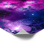 銀河系グロー | Cosmic Blue Purple and Pink Marble ポスター (角)