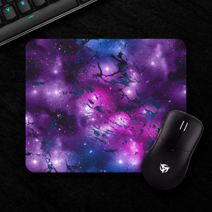 銀河系グロー Cosmic Blue Purple and Pink Marble マウスパッド