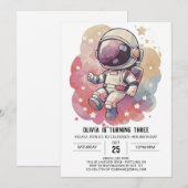 銀河系シックジャーニー宇宙飛行士誕生日 招待状 (正面/裏面)