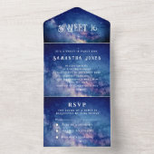 銀河系スウィート16かわいらしスターズスターリーナイトスカイオール オールインワン招待状 (内側)