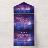 銀河系スウィート16かわいらしスターズ星空 オールインワン招待状 (内側)