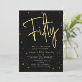 銀河系スクリプトブラックと金ゴールド50th誕生日パーティー 招待状 (スタンド正面)